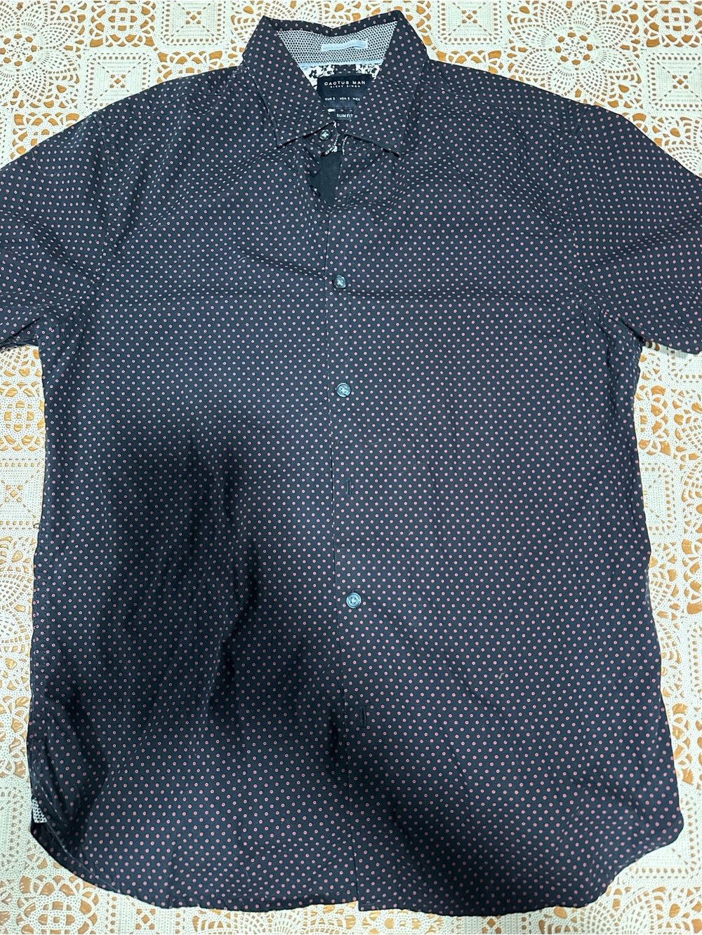 Cactus Man Ricky Singh Slim Fit Short Sleeve Button Up Shirt Men’s Small Navy